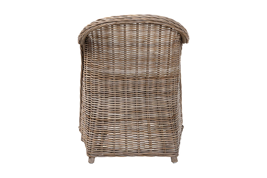 bali & pari Amanda Natural Rattan Armchair - Handwoven Wicker Barrel Chair with Removable Cushion, Coastal Boho Style Accent Seating