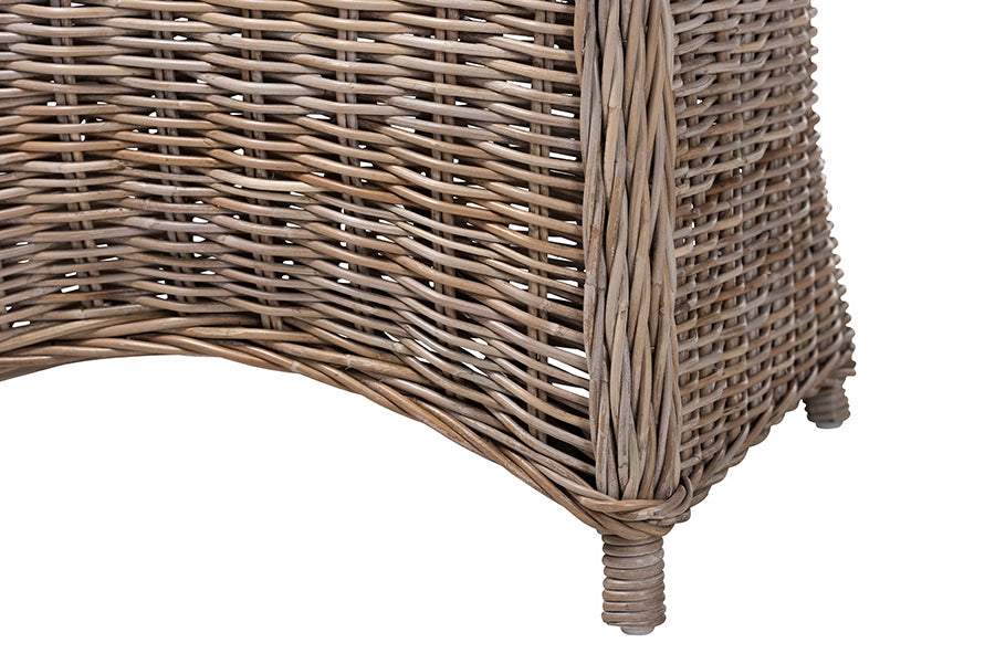 bali & pari Amanda Natural Rattan Armchair - Handwoven Wicker Barrel Chair with Removable Cushion, Coastal Boho Style Accent Seating