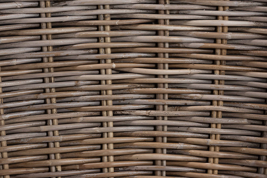 bali & pari Debra Natural Rattan Armchair - Handwoven Open-Weave Wicker Armchair with Curved Silhouette & Removable Cushion, Coastal Boho Style Seating