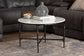 Baxton Studio Akanji Marble Coffee Table - Modern Rustic Accent Table with Hand-Forged Metal Frame for Living Room or Seating Areas, Round