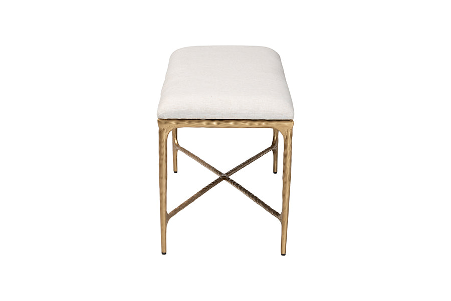 Baxton Studio Fumiye Bench - Modern Rustic Accent Seating with Hand-Forged Metal Frame and Upholstered Cushion for Living Room or Entryway