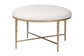 Baxton Studio Fumiye Cocktail Ottoman - Modern Rustic Accent Stool with Hand-Forged Metal Frame and Upholstered Seat for Living Room or Sitting Room, Round 30"