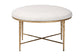 Baxton Studio Fumiye Cocktail Ottoman - Modern Rustic Accent Stool with Hand-Forged Metal Frame and Upholstered Seat for Living Room or Sitting Room, Round 30"