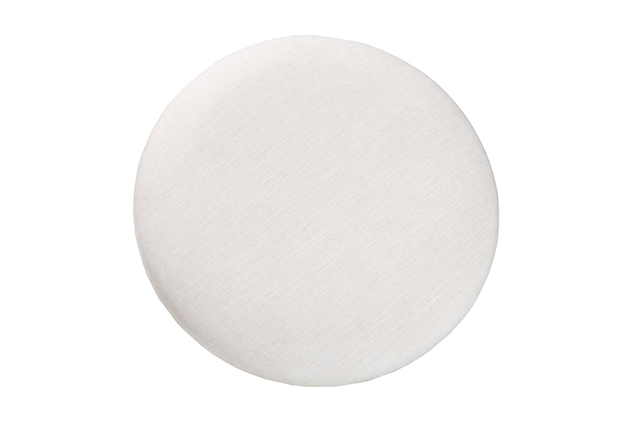 Baxton Studio Fumiye Cocktail Ottoman - Modern Rustic Accent Stool with Hand-Forged Metal Frame and Upholstered Seat for Living Room or Sitting Room, Round 30"