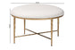 Baxton Studio Fumiye Cocktail Ottoman - Modern Rustic Accent Stool with Hand-Forged Metal Frame and Upholstered Seat for Living Room or Sitting Room, Round 30"