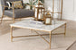 Baxton Studio Akanji Marble Coffee Table - Modern Rustic Accent Table with Hand-Forged Metal Frame for Living Room or Seating Areas, Square