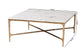 Baxton Studio Akanji Marble Coffee Table - Modern Rustic Accent Table with Hand-Forged Metal Frame for Living Room or Seating Areas, Square