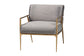 Baxton Studio Ilmari Velvet Lounge Chair with Track Arms - Modern Rustic Armchair with Hand-Forged Metal Frame for Living Room or Lounge
