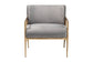 Baxton Studio Ilmari Velvet Lounge Chair with Track Arms - Modern Rustic Armchair with Hand-Forged Metal Frame for Living Room or Lounge