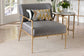 Baxton Studio Ilmari Velvet Lounge Chair with Track Arms - Modern Rustic Armchair with Hand-Forged Metal Frame for Living Room or Lounge