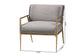 Baxton Studio Ilmari Velvet Lounge Chair with Track Arms - Modern Rustic Armchair with Hand-Forged Metal Frame for Living Room or Lounge