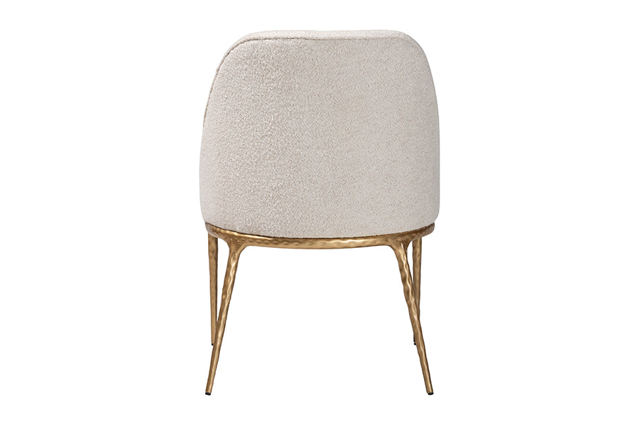 Baxton Studio Nalima Dining Chair - Modern Boucle Accent Side Chair with Hand-Forged Metal Frame and Wingback Seat