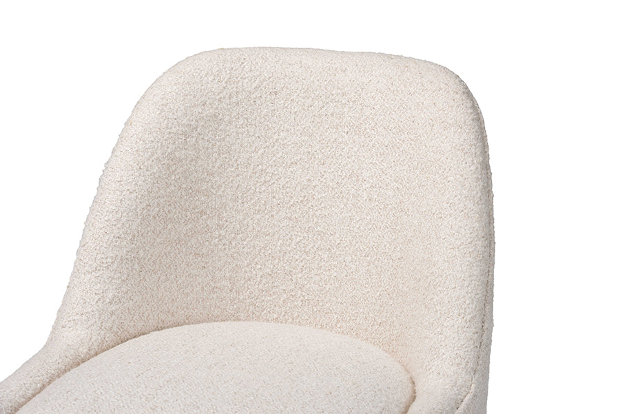 Baxton Studio Nalima Dining Chair - Modern Boucle Accent Side Chair with Hand-Forged Metal Frame and Wingback Seat