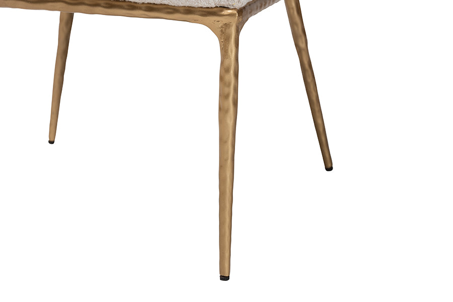 Baxton Studio Nalima Dining Chair - Modern Boucle Accent Side Chair with Hand-Forged Metal Frame and Wingback Seat