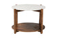 Baxton Studio Quindalyn Round Marble Coffee Table - Modern Accent Table with Mango Wood Frame and Open Shelf Storage for Living Room or Seating Areas