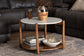 Baxton Studio Quindalyn Round Marble Coffee Table - Modern Accent Table with Mango Wood Frame and Open Shelf Storage for Living Room or Seating Areas