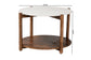 Baxton Studio Quindalyn Round Marble Coffee Table - Modern Accent Table with Mango Wood Frame and Open Shelf Storage for Living Room or Seating Areas