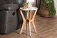 Baxton Studio Phaedra Round Marble End Table - Modern Accent Table with Mango Wood Frame and Tray Tabletop for Living Room or Seating Area