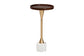 Baxton Studio Janaki Drink Table with Marble Base - Compact Pedestal Accent Table with Tray Top for Living Room or Sofa Side