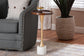 Baxton Studio Janaki Drink Table with Marble Base - Compact Pedestal Accent Table with Tray Top for Living Room or Sofa Side