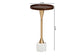 Baxton Studio Janaki Drink Table with Marble Base - Compact Pedestal Accent Table with Tray Top for Living Room or Sofa Side