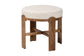 Baxton Studio Whitfield Round Fabric Ottoman Stool - Modern Accent Seating or Footstool with Upholstered Cushion and Mango Wood Frame for Living Room, Bedroom, or Lounge Seating