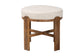 Baxton Studio Whitfield Round Fabric Ottoman Stool - Modern Accent Seating or Footstool with Upholstered Cushion and Mango Wood Frame for Living Room, Bedroom, or Lounge Seating