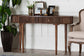 Baxton Studio Linore Fluted Wood Console Table - 2-Drawer Oval Accent Table for Living Room or Entryway