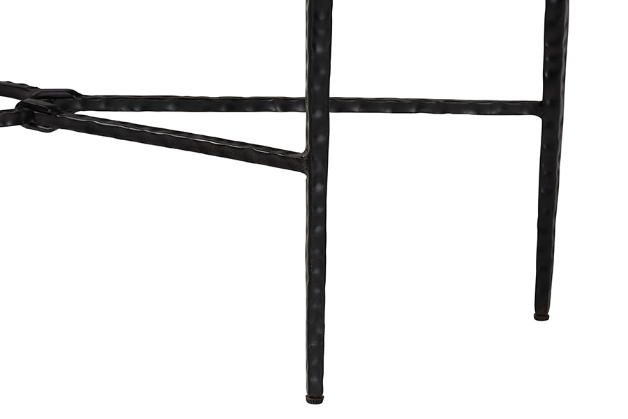 Baxton Studio Caledon Marble Console Table - Modern Rustic Accent Table with Hand-Forged Metal Frame and Half-Moon Tabletop