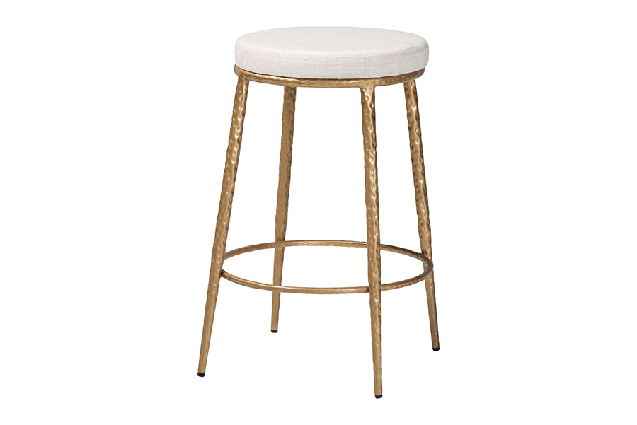 Baxton Studio Jessa Counter Stool - Modern Rustic Backless Stool with Hand-Forged Metal Frame and Integrated Footrest for Kitchen Island or Lounge