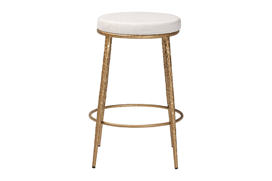 Baxton Studio Jessa Counter Stool - Modern Rustic Backless Stool with Hand-Forged Metal Frame and Integrated Footrest for Kitchen Island or Lounge