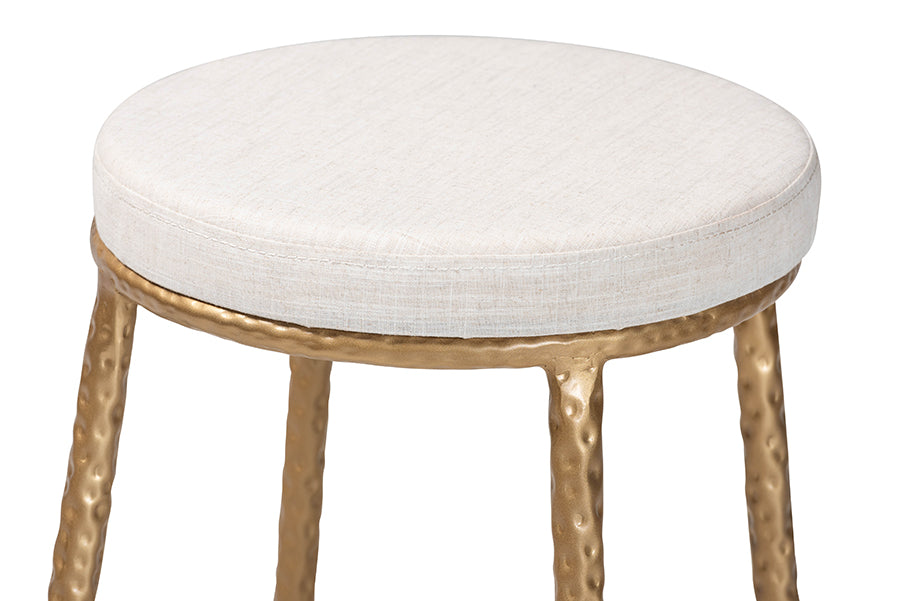 Baxton Studio Jessa Counter Stool - Modern Rustic Backless Stool with Hand-Forged Metal Frame and Integrated Footrest for Kitchen Island or Lounge