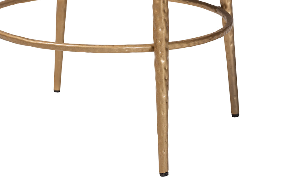 Baxton Studio Jessa Counter Stool - Modern Rustic Backless Stool with Hand-Forged Metal Frame and Integrated Footrest for Kitchen Island or Lounge