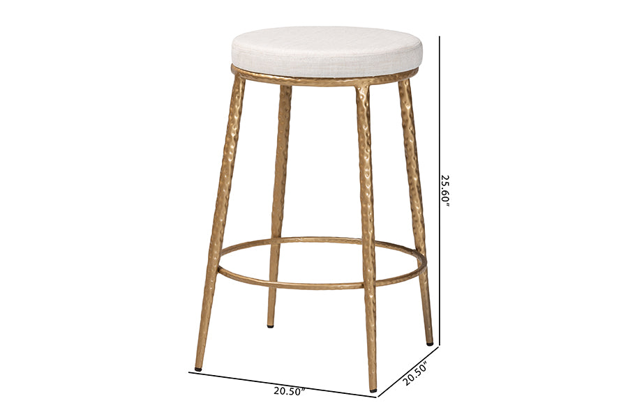 Baxton Studio Jessa Counter Stool - Modern Rustic Backless Stool with Hand-Forged Metal Frame and Integrated Footrest for Kitchen Island or Lounge