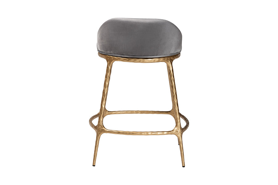 Baxton Studio Aarush Counter Stool - Modern Rustic Seating with Hand-Forged Metal Frame and Low Back for Kitchen Island or Lounge