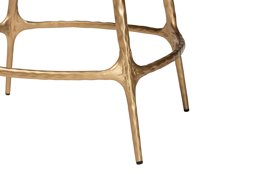 Baxton Studio Aarush Counter Stool - Modern Rustic Seating with Hand-Forged Metal Frame and Low Back for Kitchen Island or Lounge