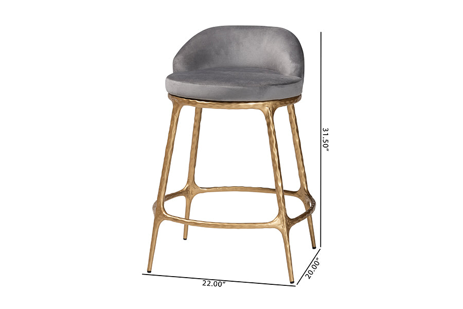 Baxton Studio Aarush Counter Stool - Modern Rustic Seating with Hand-Forged Metal Frame and Low Back for Kitchen Island or Lounge