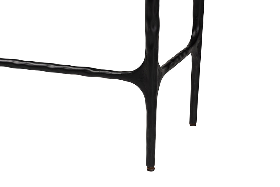 Baxton Studio Edsel Marble Console Table - Modern Rustic Accent Table with Hand-Forged Metal Frame for Living Room or Entryway, Rectangle