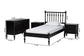 Baxton Studio Callison Spindle 4-Piece Bedroom Set - Farmhouse Platform Bed with Matching Dresser and 2-Drawer Nightstands, Black, Twin