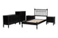 Baxton Studio Callison Spindle 5-Piece Bedroom Set - Farmhouse Platform Bed with Matching Dresser, Chest, and 2-Drawer Nightstands, Black. Twin