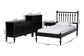 Baxton Studio Denita Spindle 4-Piece Bedroom Set - Farmhouse Platform Bed with Matching Dresser, Chest, and 1-Drawer Nightstand, Black, Twin