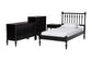 Baxton Studio Denita Spindle 4-Piece Bedroom Set - Farmhouse Platform Bed with Matching Dresser, Chest, and 1-Drawer Nightstand, Black, Twin