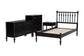 Baxton Studio Denita Spindle 4-Piece Bedroom Set - Farmhouse Platform Bed with Matching Dresser, Chest, and 1-Drawer Nightstand, Black, Twin