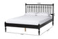 Baxton Studio Callison Spindle Platform Bed - Turned Farmhouse Bed Frame with Spoked Headboard and Sculpted Legs, Black, Full