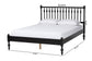 Baxton Studio Callison Spindle Platform Bed - Turned Farmhouse Bed Frame with Spoked Headboard and Sculpted Legs, Black, Full