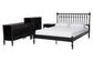 Baxton Studio Denita Spindle 4-Piece Bedroom Set - Farmhouse Platform Bed with Matching Dresser, Chest, and 1-Drawer Nightstand, Black, Full