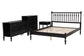 Baxton Studio Denita Spindle 4-Piece Bedroom Set - Farmhouse Platform Bed with Matching Dresser, Chest, and 1-Drawer Nightstand, Black, Full