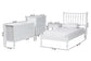 Baxton Studio Denita Spindle 4-Piece Bedroom Set - Farmhouse Platform Bed with Matching Dresser, Chest, and 1-Drawer Nightstand, White, Twin