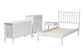 Baxton Studio Denita Spindle 4-Piece Bedroom Set - Farmhouse Platform Bed with Matching Dresser, Chest, and 1-Drawer Nightstand, White, Twin