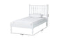 Baxton Studio Callison Spindle Platform Bed - Turned Farmhouse Bed Frame with Spoked Headboard and Sculpted Legs, White, Twin